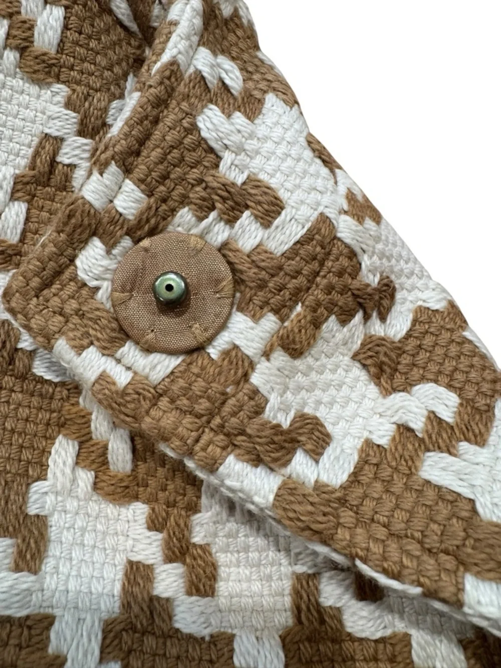 Michael Kors Brown & Cream Houndstooth Knit Blazer -‎ Petite Small